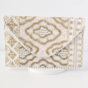 Etched in Stone Cream Beaded Clutch - Never Used